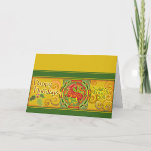 Mink Holidaze Xmas Card - Gold Spirals