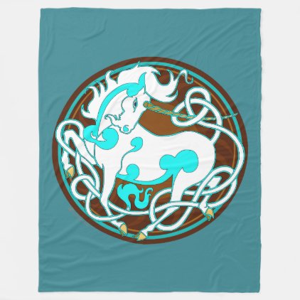 Mink Nest Large Fleece Blanket-Blue/Brown/White