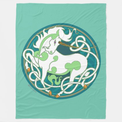 Mink Nest Large Fleece Blanket-Geen/Teal/White