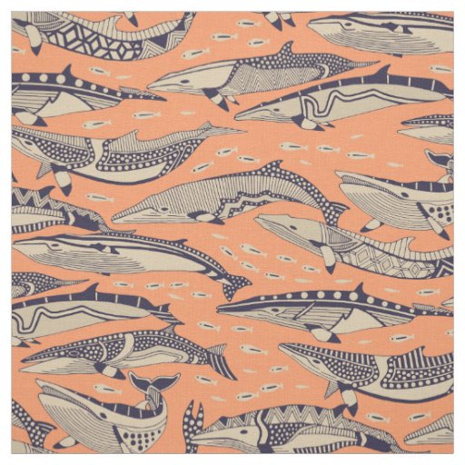 minke whales copper fabric