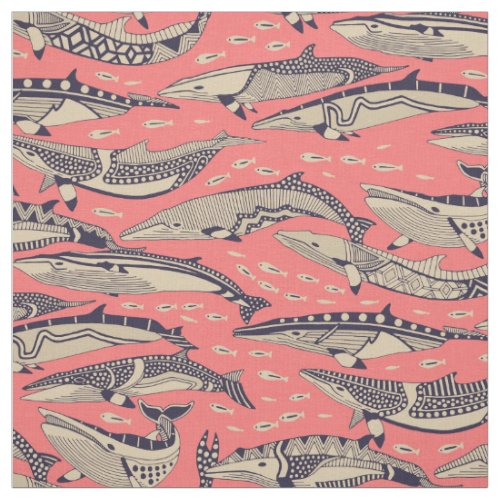 minke whales georgia peach fabric