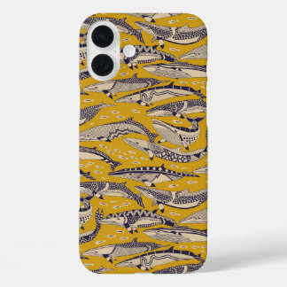 minke whales gold iPhone 16 plus case