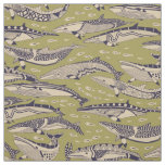 minke whales green fabric