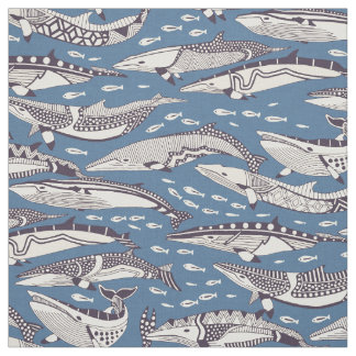 minke whales mulberry denim fabric