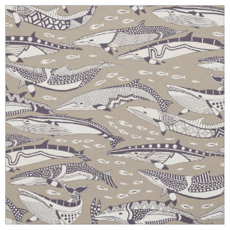minke whales mulberry stone fabric