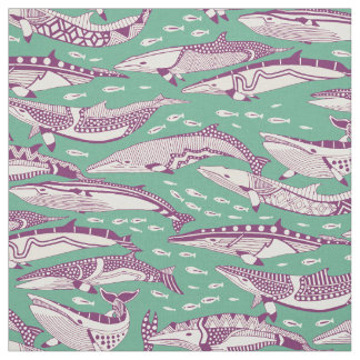 minke whales purple peppermint fabric