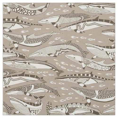 minke whales tea brown stone fabric