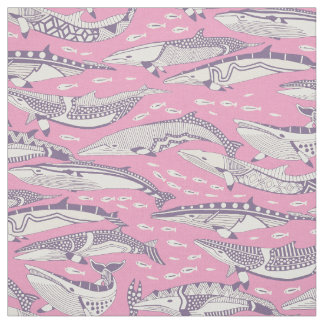 minke whales violet pastel magenta fabric
