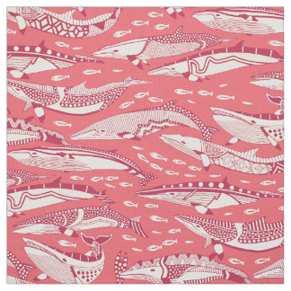 minke whales viva magenta rose pink fabric
