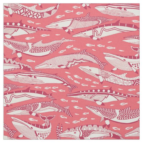 minke whales viva magenta rose pink fabric