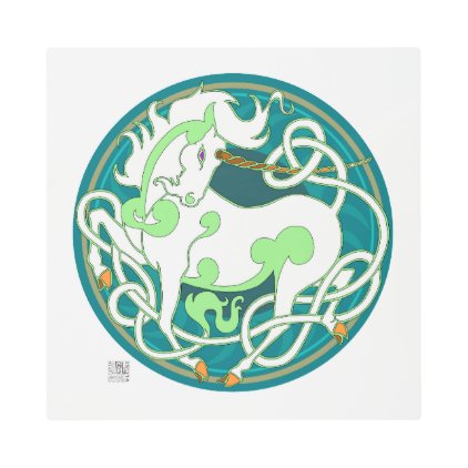 MinkNest Unicorn MetalPrint L-Geen/Teal/White Metal Print