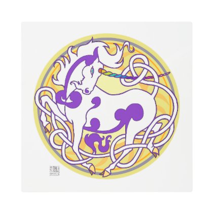 MinkNest Unicorn MetalPrint L-White/Purple/Yellow Metal Print