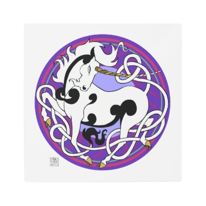MinkNest Unicorn MetalPrint S-Black/White/Purple Metal Print