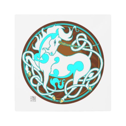 MinkNest Unicorn MetalPrint S-Blue/Brown/White Metal Print