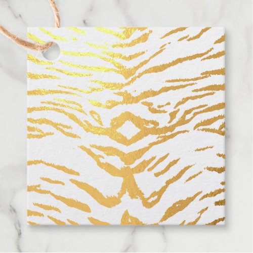 Minmalist Contemporary Tiger Print Gold Foil Favor Tags