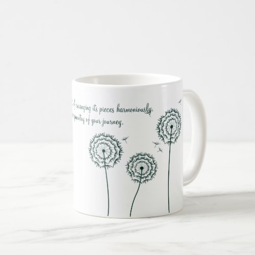 Minmalist green dandelion motivational quote  coffee mug