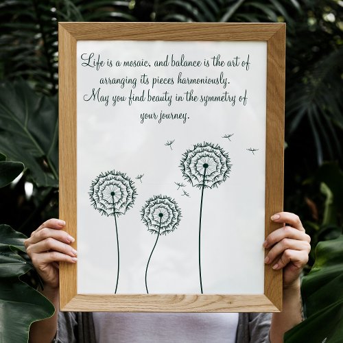 Minmalist green dandelion motivational quote  poster