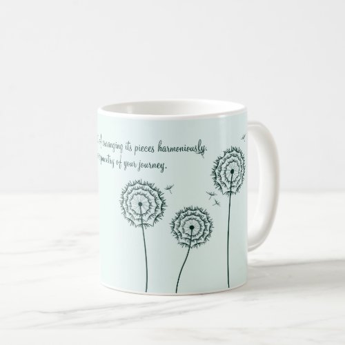 Minmalist mint white dandelion motivational quote  coffee mug