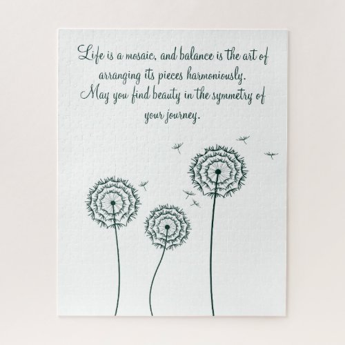 Minmalist mint white dandelion motivational quote  jigsaw puzzle