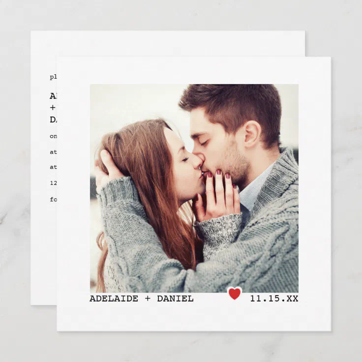Minmalist Typewriter Font Custom Photo Wedding Invitation Zazzle