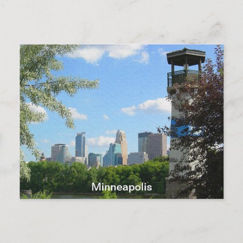 Minneapolis and Boom Island Lighthouse Postcard