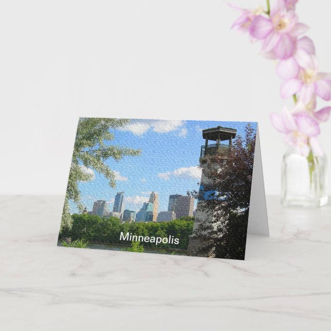 Minneapolis Boom Island Lighthouse MN Anniversary Card (Orchid)