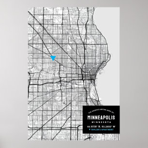 Minneapolis City Map + Mark Your Location Poster