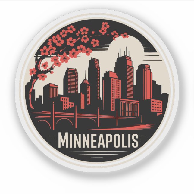 Minneapolis City Minnesota USA Sticker (Front)