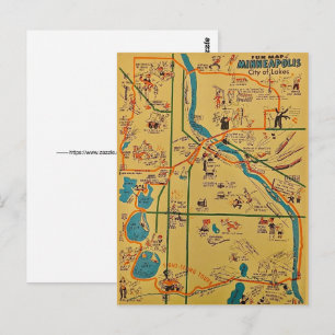  Minneapolis Fun Map Postcard 