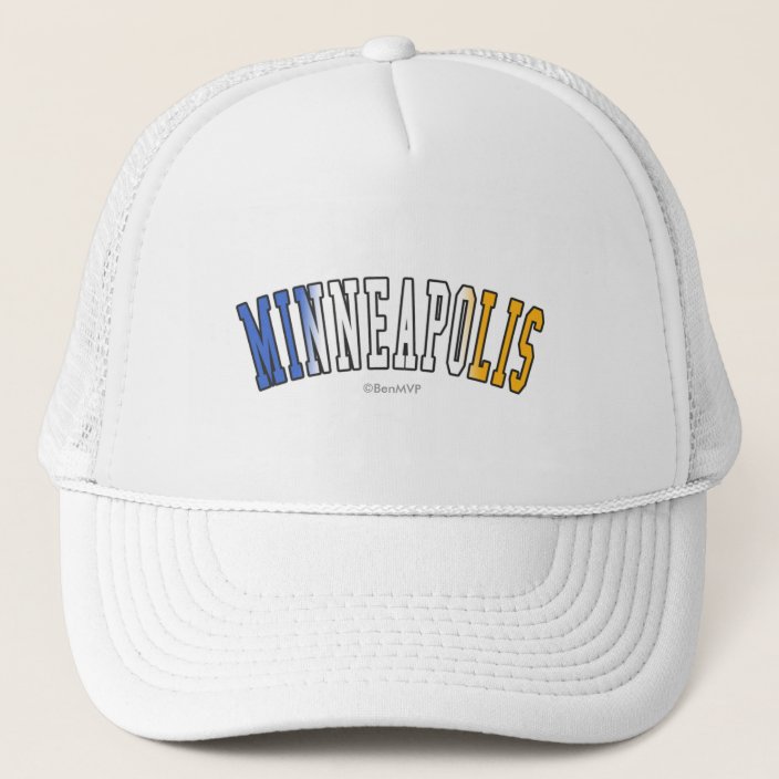 Minneapolis in Minnesota State Flag Colors Mesh Hat
