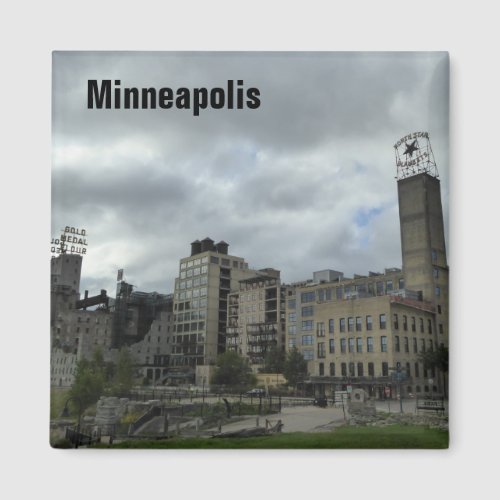 Minneapolis Mill Ruins Park Skyline Photo Magnet