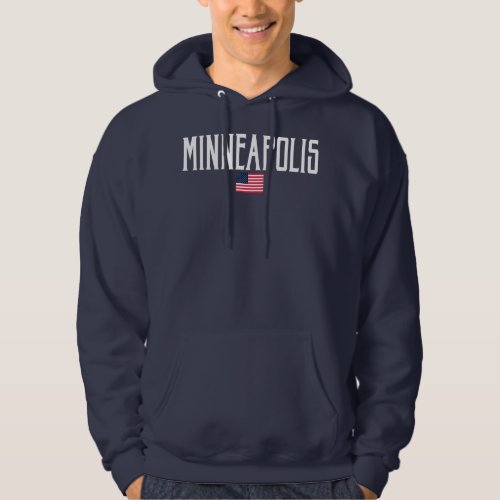 Minneapolis Minnesota American Flag Vintage White Hoodie