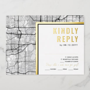 Minneapolis, Minnesota Love Locator   RSVP Reply Foil Invitation Postcard