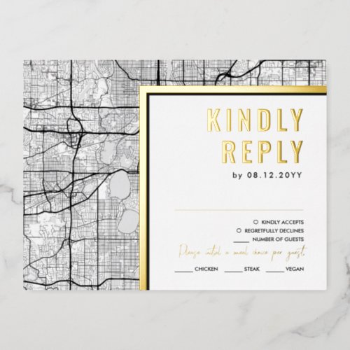 Minneapolis Minnesota Love Locator  RSVP Reply Foil Invitation Postcard