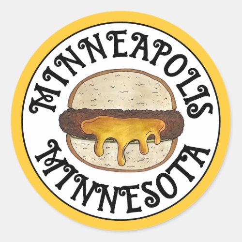 Minneapolis Minnesota MN Juicy Lucy Cheese Burger  Classic Round Sticker