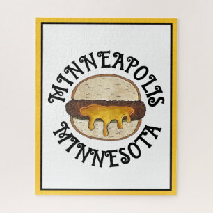 Minneapolis Minnesota MN Juicy Lucy Cheese Burger Jigsaw Puzzle