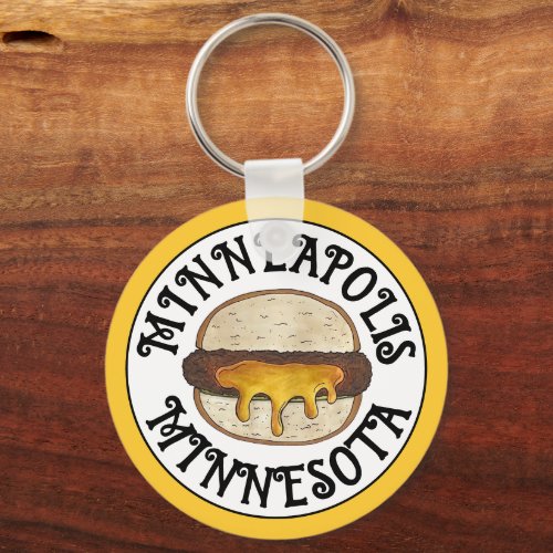 Minneapolis Minnesota MN Juicy Lucy Cheese Burger  Keychain