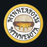 Minneapolis Minnesota MN Juicy Lucy Cheese Burger  Magnet<br><div class="desc">Design features an original marker illustration of a Juicy Lucy (Jucy Lucy) cheeseburger. Popular in Minnesota and most likely invented in the city of Minneapolis, this classic food is a burger with cheese stuffed inside of the meat, allowing gooey melted cheese to drip from the burger once cooked. It is...</div>
