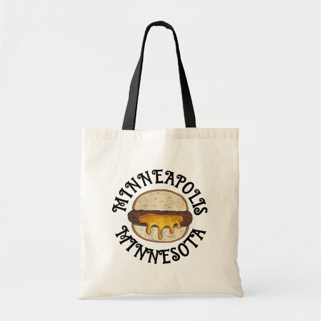Minneapolis Minnesota MN Juicy Lucy Cheese Burger  Tote Bag (Front)
