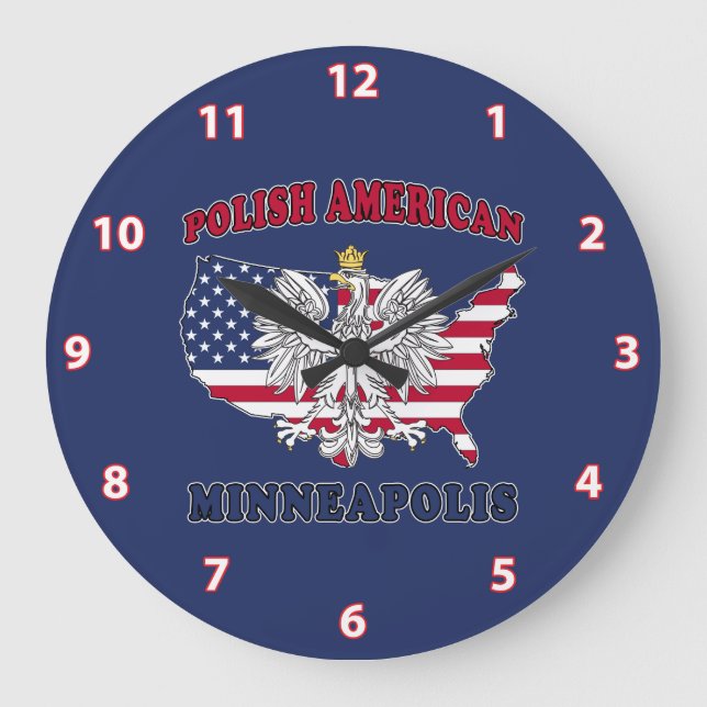 Minneapolis Minnesota Polish Large Clock (Front)
