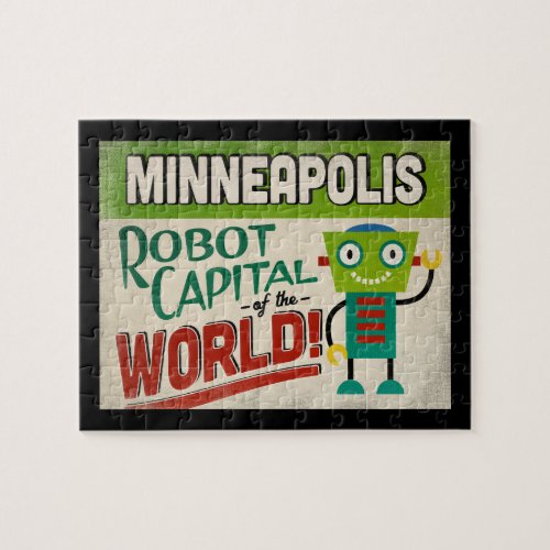 Minneapolis Minnesota Robot _ Funny Vintage Jigsaw Puzzle