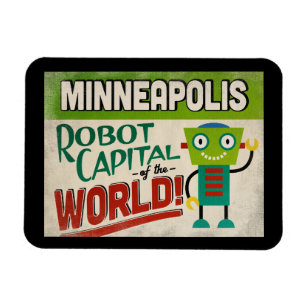 Minneapolis Minnesota Robot - Funny Vintage Magnet