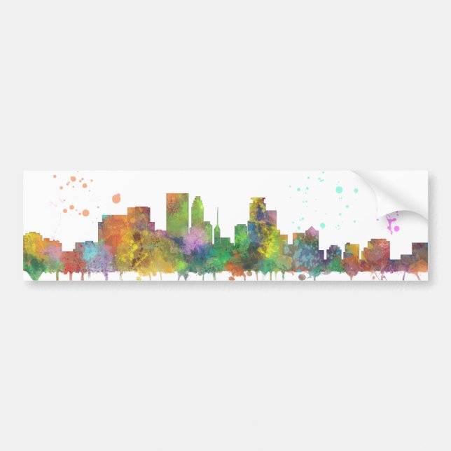 MINNEAPOLIS, MINNESOTA SKYLINE - Car Bumper Sticke Bumper Sticker (Front)