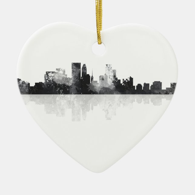 MINNEAPOLIS, MINNESOTA SKYLINE CERAMIC ORNAMENT (Front)