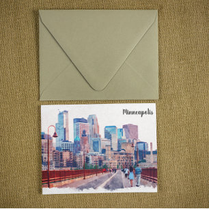 Minneapolis Minnesota Skyline City View Postcard