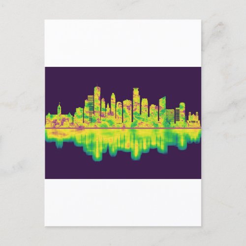 Minneapolis Minnesota Skyline Invitation Postcard