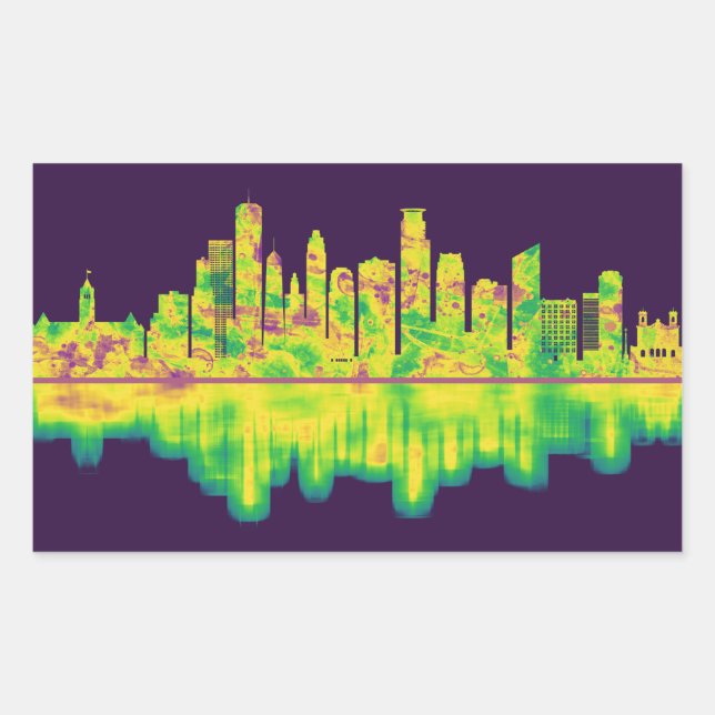 Minneapolis Minnesota Skyline Rectangular Sticker (Front)