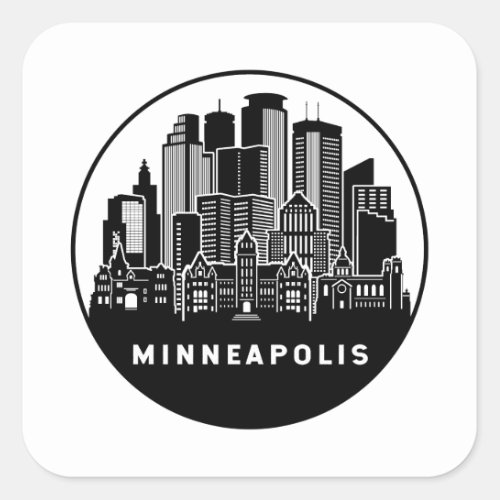 Minneapolis Minnesota Skyline Square Sticker
