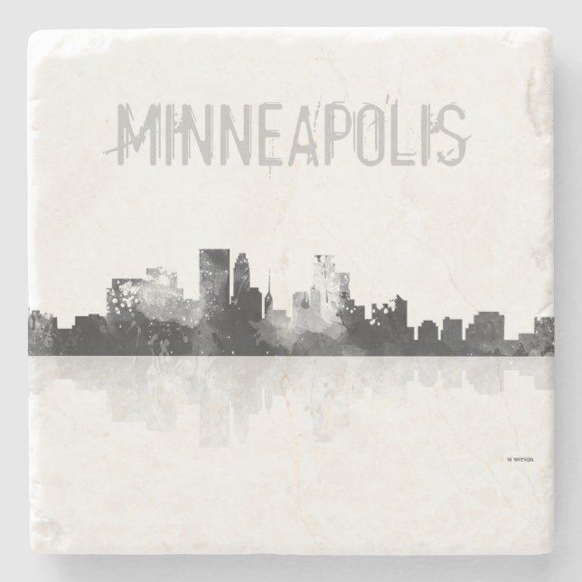 MINNEAPOLIS, MINNESOTA SKYLINE STONE COASTER (Front)