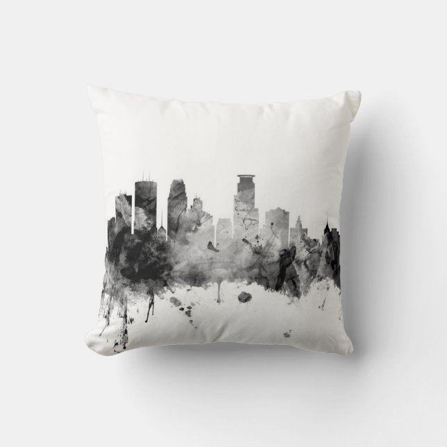Minneapolis Minnesota Skyline Throw Pillow (Front)